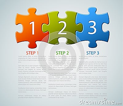 One two three - vector puzzle pieces with numbers Vector Illustration