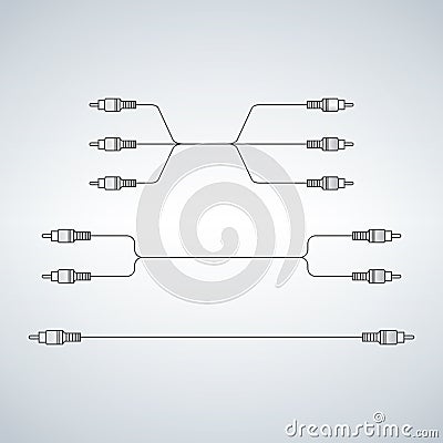 One two tree tulip RCA connectors Vector Illustration