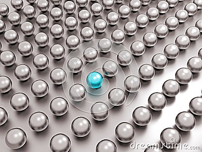 One unique blue pearl among common ones Stock Photo