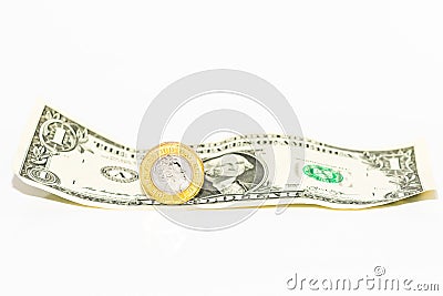 One us dollar with one UK pound Editorial Stock Photo