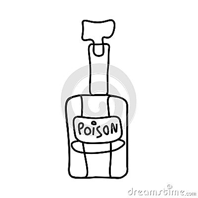 One vector poison for halloween. Simple illustration of black line elements hand drawn Vector Illustration