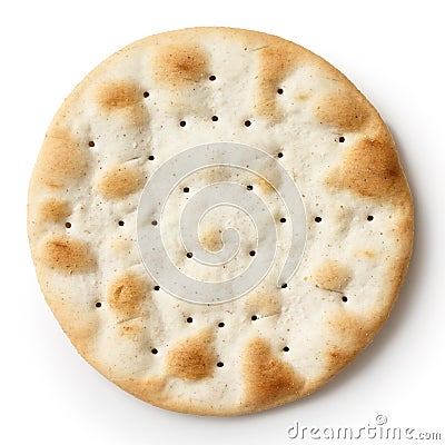 One water biscuit, isolated from above. Stock Photo