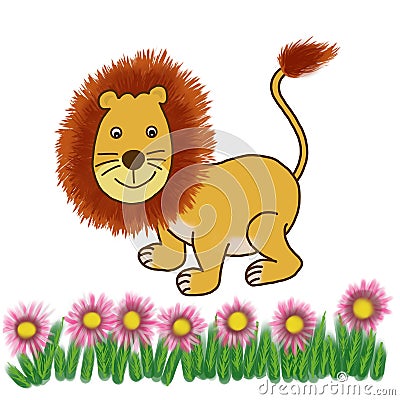 Lion cute cartoon isolated concept Stock Photo