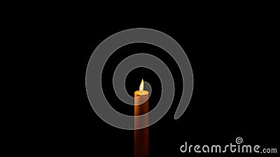 One wax candle in center on black background with copy space. Lonely symbol of grief and memory for the dead. Horizontal vector Vector Illustration