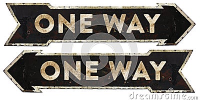 One Way Traffic Sign Vintage Stock Photo