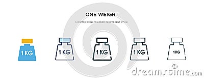 One weight icon in different style vector illustration. two colored and black one weight vector icons designed in filled, outline Vector Illustration