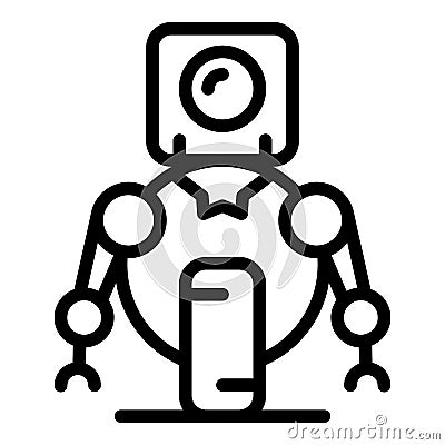 One wheel robot icon, outline style Vector Illustration