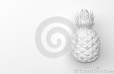 One white pineapple isolated on a white background with space for text. Tropical exotic fruit. Front view. 3D rendering. Stock Photo