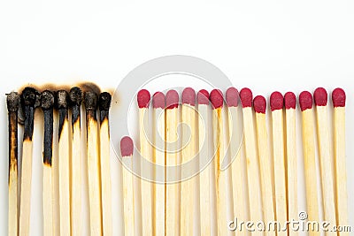 One whole match isolated to stop the fire. Stop destruction concept Stock Photo
