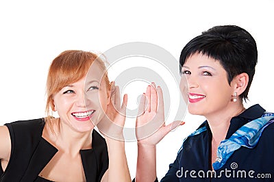 One woman said softly in his ear the other Stock Photo