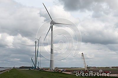 One of the world's largest crane ashore build windmills Stock Photo