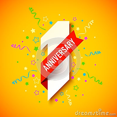 One year anniversary card Vector Illustration