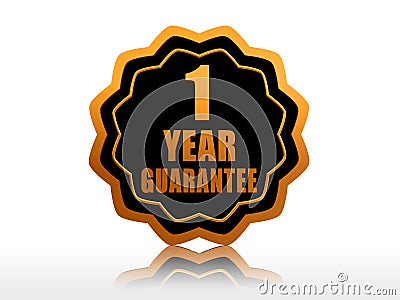 One year guarantee starlike label Stock Photo
