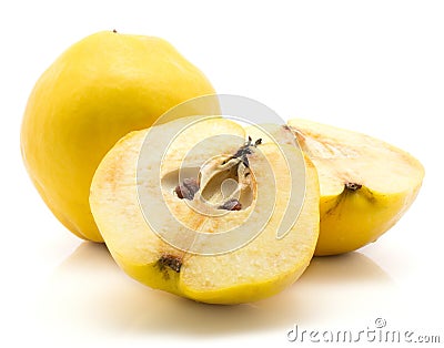 Fresh raw quince isolated on white Stock Photo