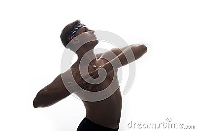 one young man, ballet dancer, upper body shot, shirtless topless, Stock Photo