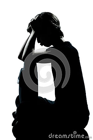 One young teenager boy girl pouting sadness Stock Photo