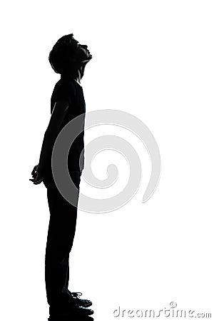One young teenager boy or girl silhouette Stock Photo
