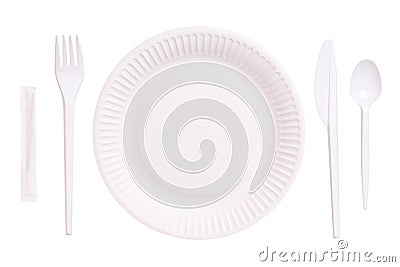 Onetime throwaway dish collection Stock Photo