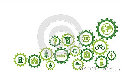 Infography sprocket ecological icons Stock Photo