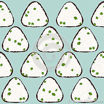 Onigiri seamless pattern. Asian snack. Rice ball. Vector Illustration