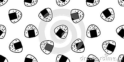 Onigiri seamless pattern vector sushi Japanese food scarf isolated tile background cartoon illustration repeat wallpaper Cartoon Illustration