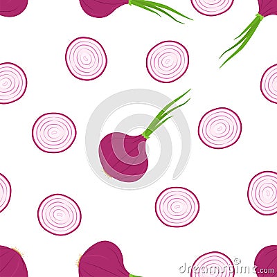 Red Onion. Seamless Vector Patterns Vector Illustration