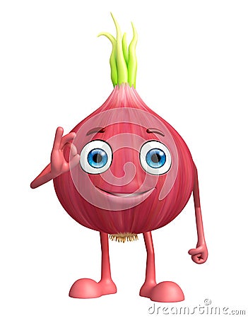 Onion character with best sign pose Cartoon Illustration