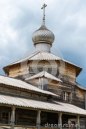 Onion dome of the wooden Trinity Church of John the Baptist Monastery in Sviyazhsk, Russia Editorial Stock Photo