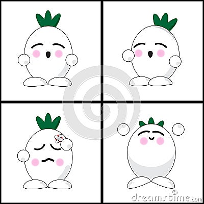 Onion emotion cartoon Vector Illustration