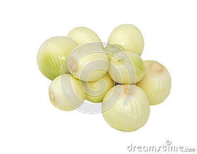 Onion. Fresh raw peeled onions isolated on white background. Bulbs of white onion Stock Photo