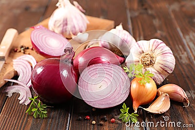 Onion and garlic Stock Photo