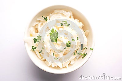 Onion Raita is an indian yogurt served with Indian main course Stock Photo