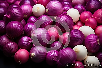 Onion Tapestry: Pattern of Many Onions on a Background - Generative AI Stock Photo