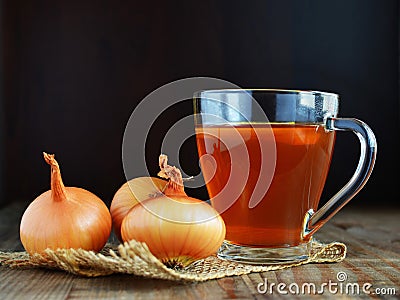 Onion tea for colds homemade folk remedy Stock Photo