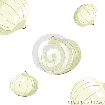 onions fresh vegetable white background Cartoon Illustration