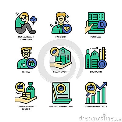 Online activities icons set Vector Illustration