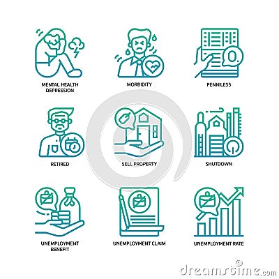 Online activities icons set Vector Illustration