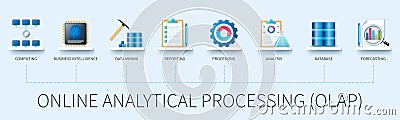 Online analytical processing web vector infographics in 3d style Stock Photo