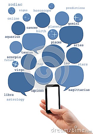 Online astrology site template on smartphone with blank screen Stock Photo