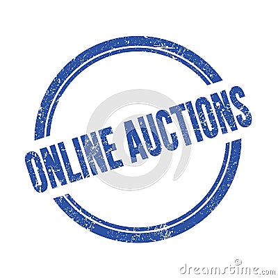 ONLINE AUCTIONS text written on blue grungy round stamp Stock Photo