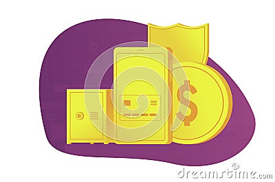 Online bank concept. Secure payment by smartphone in mobile banking. Vector Illustration