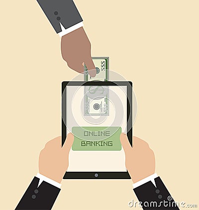 Online banking concept : Send money via smart phon Vector Illustration