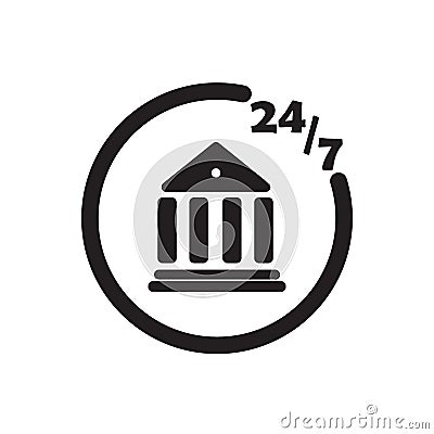 247 online banking icon black vector design illustration Vector Illustration