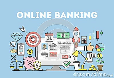 Online banking illustration. Vector Illustration