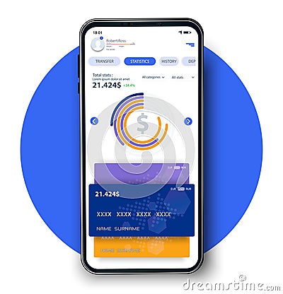 Online Banking Mobile Apps UI, UX, GUI set with wallet, shopping, my Account, fund Transfer. Flat UI for application Vector Illustration