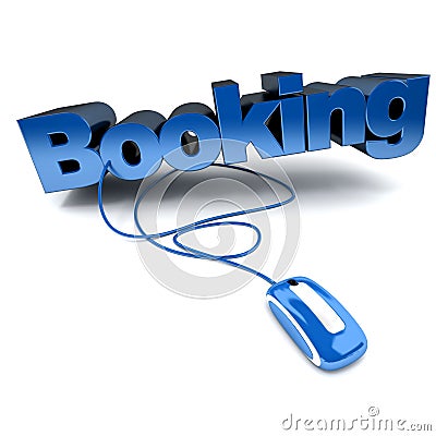 Online booking blue Cartoon Illustration