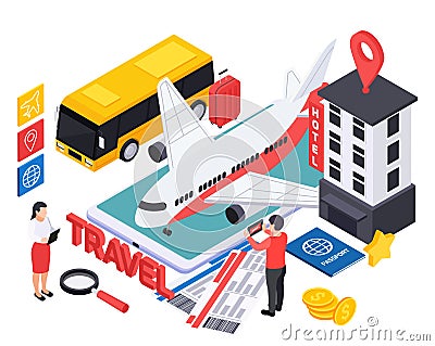 Online Booking Isometric Design Concept Vector Illustration