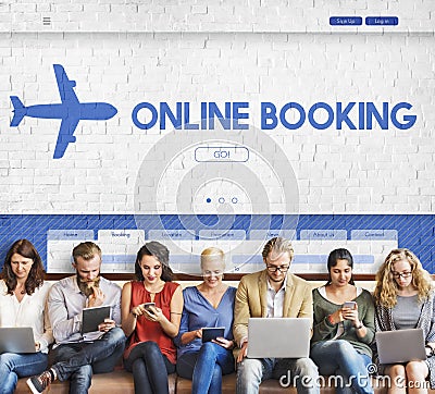 Online Booking Traveling Plane Flight Concept Stock Photo