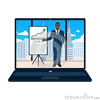 Business men and women confer, study, hold a seminar, conference and discuss profit Vector Illustration