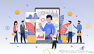 Online Business Training, Coach or Forex Expo Vector Illustration